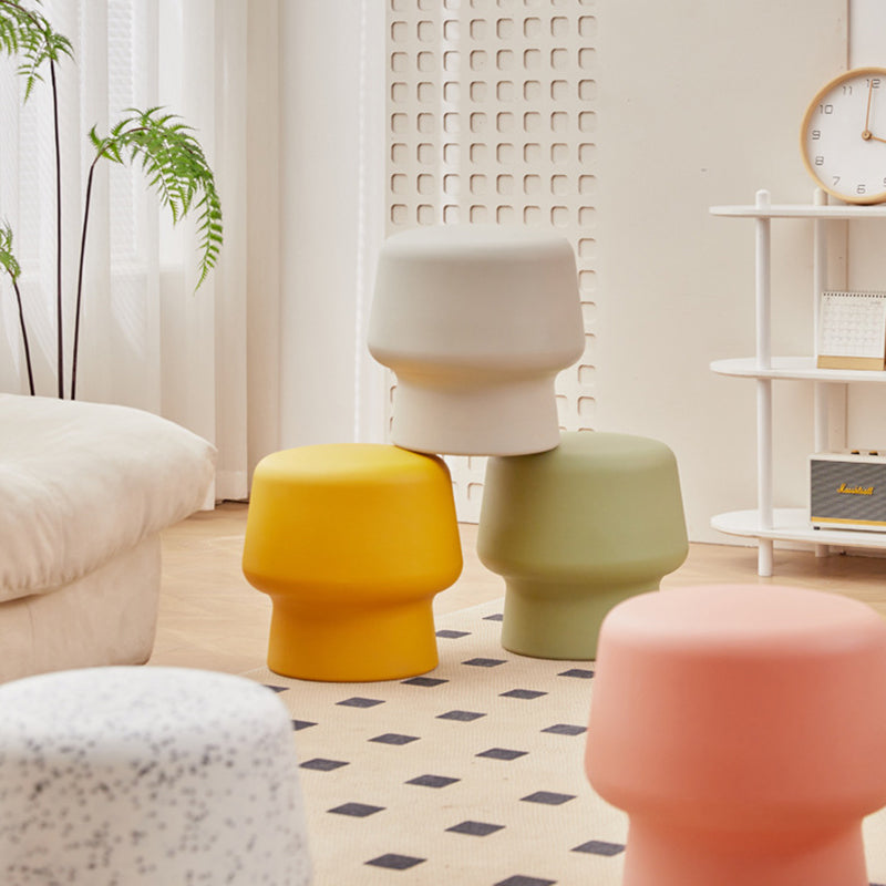 Modern Scandinavian PE Mushroom Round Low Stool, Armless – Ideal for Living Room