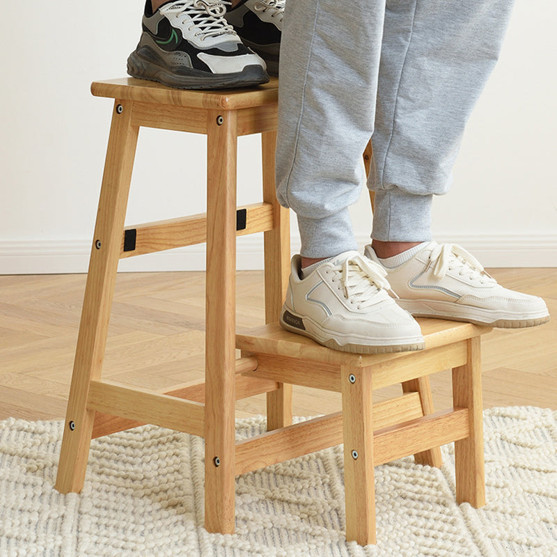 Taburete Zapatero Plegable de Madera Maciza Moderno Minimalista – Diseño Cuadrado-Trapezoidal para Salón