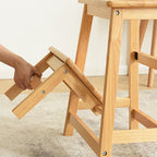 Taburete Zapatero Plegable de Madera Maciza Moderno Minimalista – Diseño Cuadrado-Trapezoidal para Salón