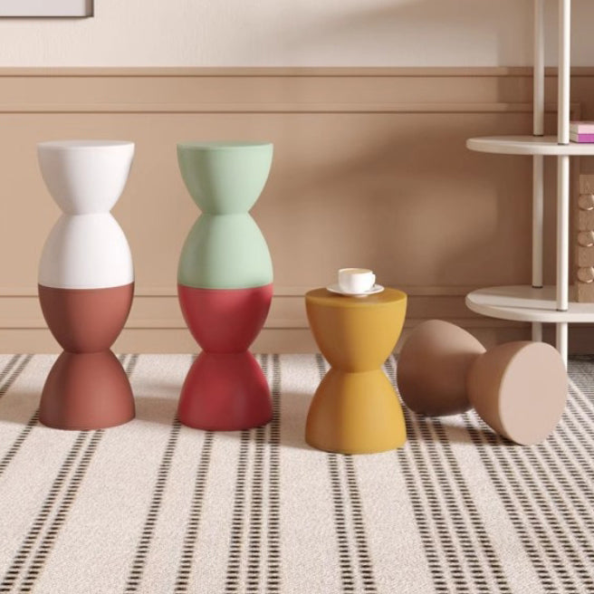 Silla de Plástico Redonda sin Respaldo con Forma de Reloj de Arena Minimalista Moderna para Sala de Estar
