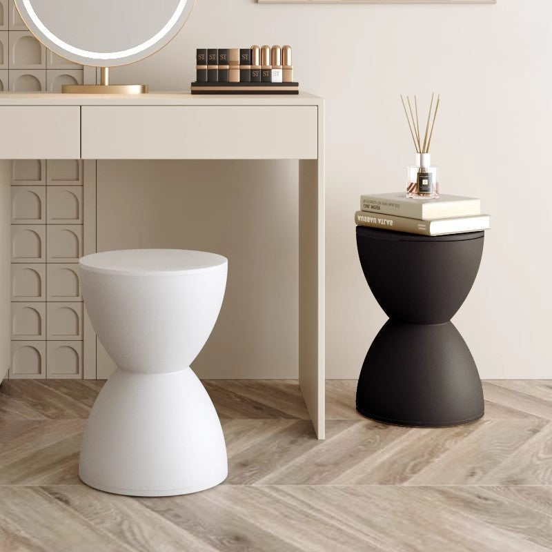 Modern Minimalist Hourglass Shape Round Plastic Chair Backless For Living Room