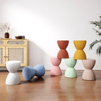 Modern Minimalist Hourglass Shape Round Plastic Chair Backless For Living Room