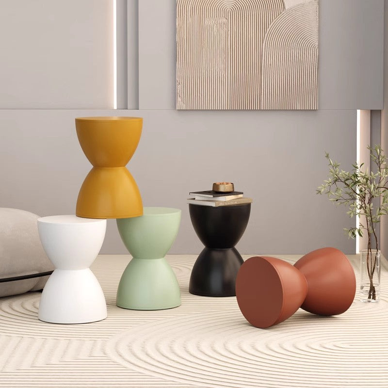 Modern Minimalist Hourglass Shape Round Plastic Chair Backless For Living Room