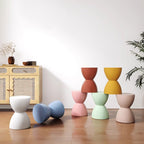 Modern Minimalist Hourglass Shape Round Plastic Chair Backless For Living Room