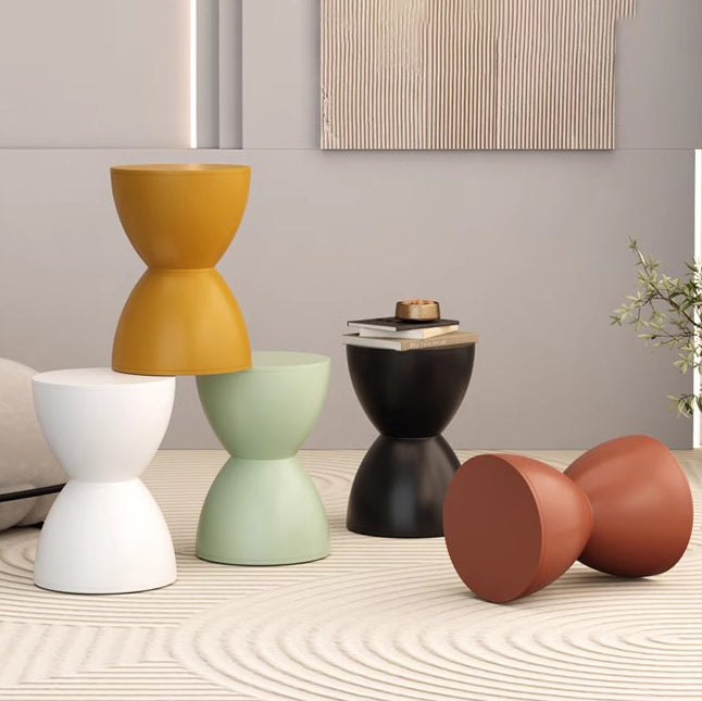 Modern Minimalist Hourglass Shape Round Plastic Chair Backless For Living Room