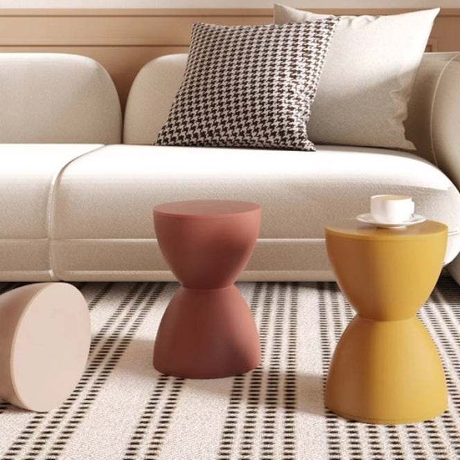 Silla de Plástico Redonda sin Respaldo con Forma de Reloj de Arena Minimalista Moderna para Sala de Estar