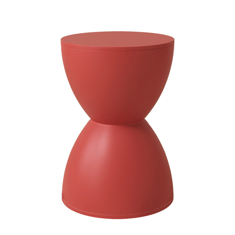 Silla de Plástico Redonda sin Respaldo con Forma de Reloj de Arena Minimalista Moderna para Sala de Estar