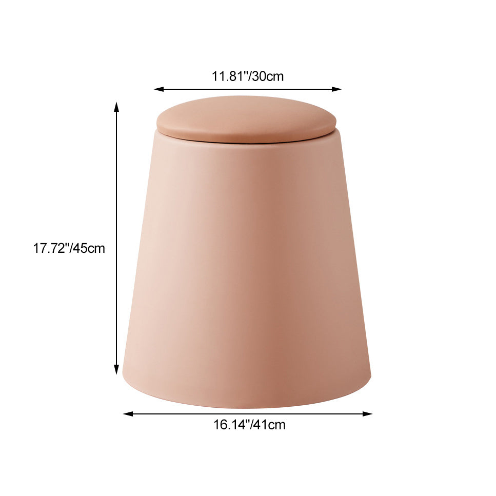 Contemporary Scandinavian Round Cylinder Stackable Faux Leather Stool — Low-Profile, Space-Saving Living Room Stool
