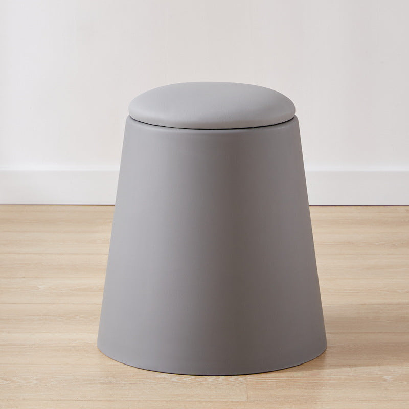 Contemporary Scandinavian Round Cylinder Stackable Faux Leather Stool — Low-Profile, Space-Saving Living Room Stool