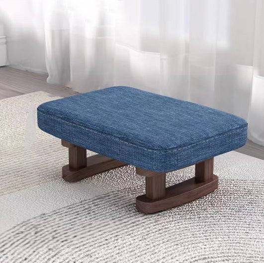 Contemporary Scandinavian Plywood Cotton Linen Sponge Rectangular Low Stool For Entryway