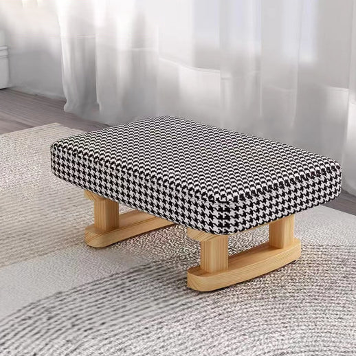 Contemporary Scandinavian Plywood Cotton Linen Sponge Rectangular Low Stool For Entryway