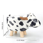 Taburete infantil contemporáneo con diseño de elefante - Tapicería de tela, base de madera, acolchado de esponja suave, adorable taburete con forma de animal para la entrada