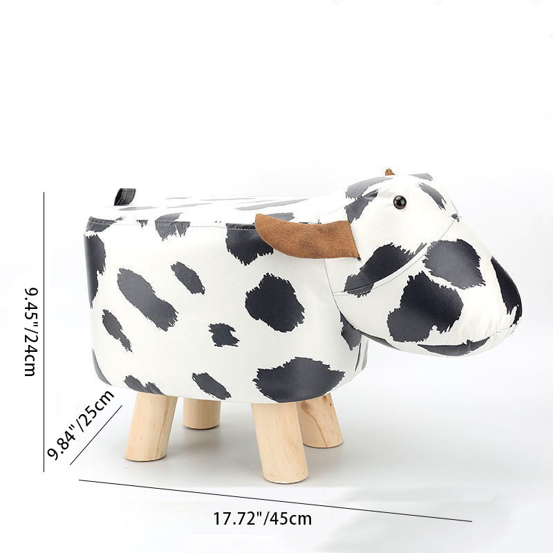 Taburete infantil contemporáneo con diseño de elefante - Tapicería de tela, base de madera, acolchado de esponja suave, adorable taburete con forma de animal para la entrada