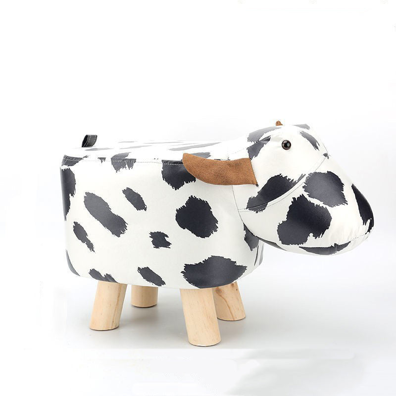 Contemporary Kids Elephant Footstool — Fabric Upholstery, Wooden Base, Soft Sponge Padding, Adorable Animal Stool for Entryway
