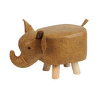 Taburete infantil contemporáneo con diseño de elefante - Tapicería de tela, base de madera, acolchado de esponja suave, adorable taburete con forma de animal para la entrada