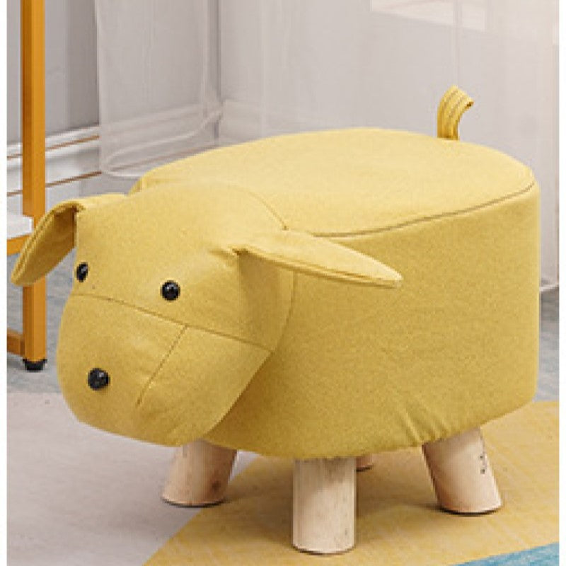 Contemporary Kids Elephant Footstool — Fabric Upholstery, Wooden Base, Soft Sponge Padding, Adorable Animal Stool for Entryway