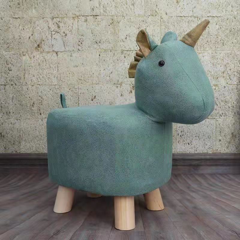 Contemporary Kids Elephant Footstool — Fabric Upholstery, Wooden Base, Soft Sponge Padding, Adorable Animal Stool for Entryway