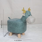 Taburete infantil contemporáneo con diseño de elefante - Tapicería de tela, base de madera, acolchado de esponja suave, adorable taburete con forma de animal para la entrada