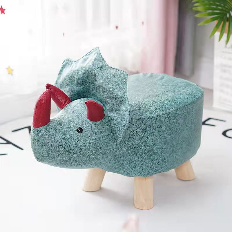 Contemporary Kids Elephant Footstool — Fabric Upholstery, Wooden Base, Soft Sponge Padding, Adorable Animal Stool for Entryway