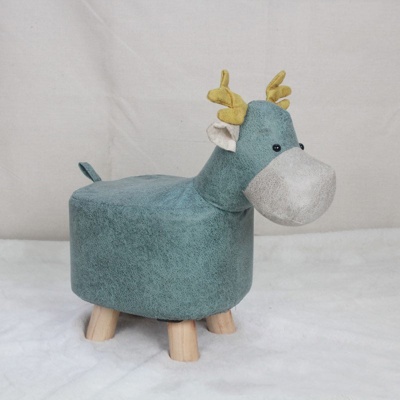 Contemporary Kids Elephant Footstool — Fabric Upholstery, Wooden Base, Soft Sponge Padding, Adorable Animal Stool for Entryway