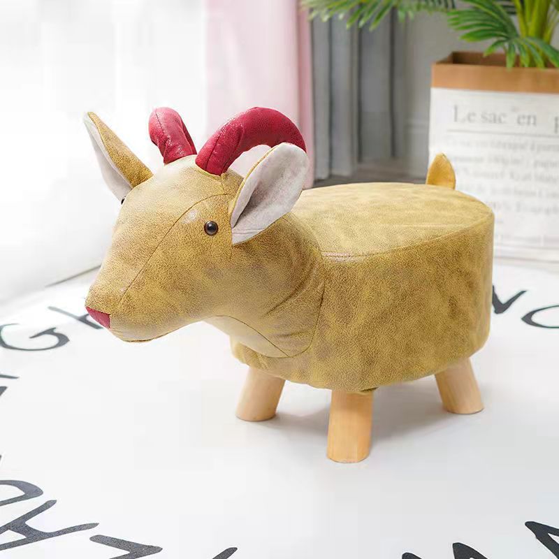 Contemporary Kids Elephant Footstool — Fabric Upholstery, Wooden Base, Soft Sponge Padding, Adorable Animal Stool for Entryway