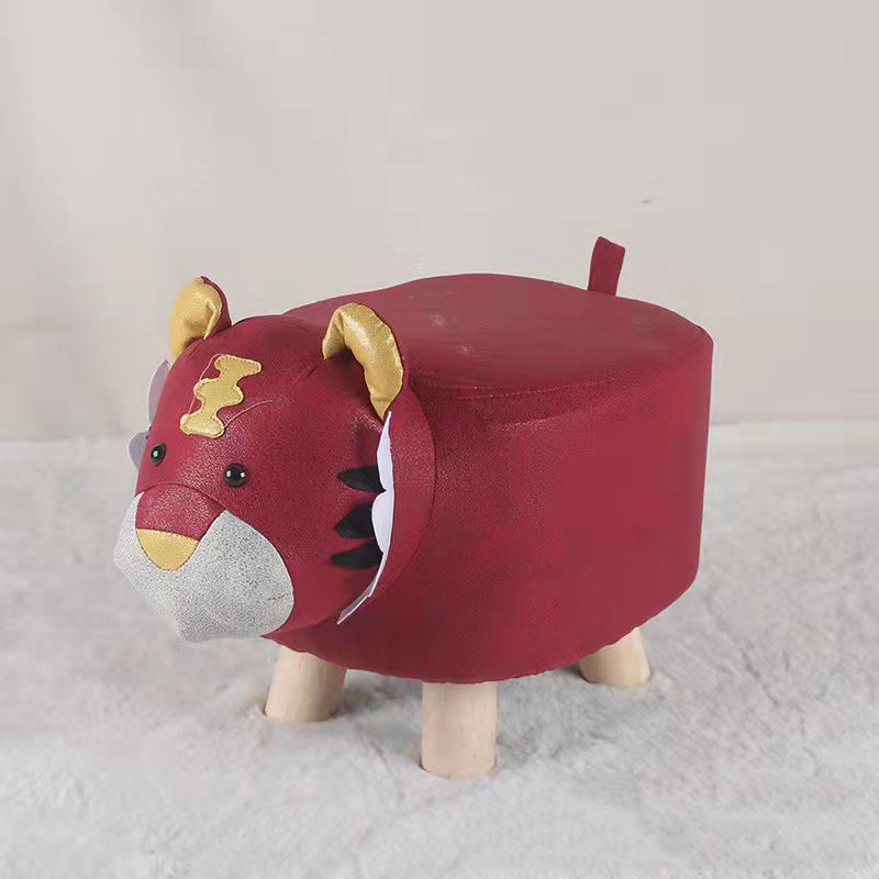 Contemporary Kids Elephant Footstool — Fabric Upholstery, Wooden Base, Soft Sponge Padding, Adorable Animal Stool for Entryway
