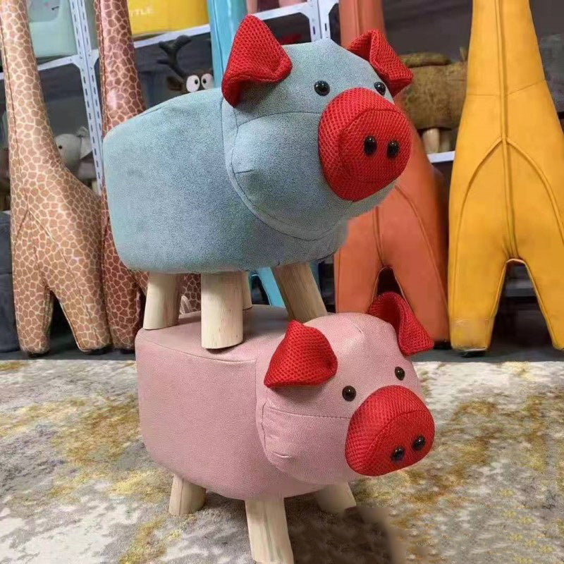 Contemporary Kids Elephant Footstool — Fabric Upholstery, Wooden Base, Soft Sponge Padding, Adorable Animal Stool for Entryway