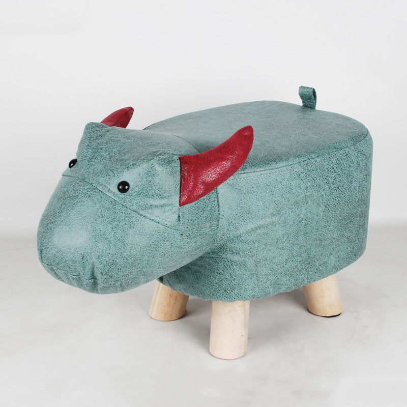 Contemporary Kids Elephant Footstool — Fabric Upholstery, Wooden Base, Soft Sponge Padding, Adorable Animal Stool for Entryway