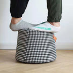 Contemporary Nordic Velvet Fabric Round Cylinder Footstool with Wooden Base - Portable Entryway Seat
