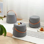 Contemporary Nordic Velvet Fabric Round Cylinder Footstool with Wooden Base - Portable Entryway Seat