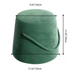 Contemporary Nordic Velvet Fabric Round Cylinder Footstool with Wooden Base - Portable Entryway Seat