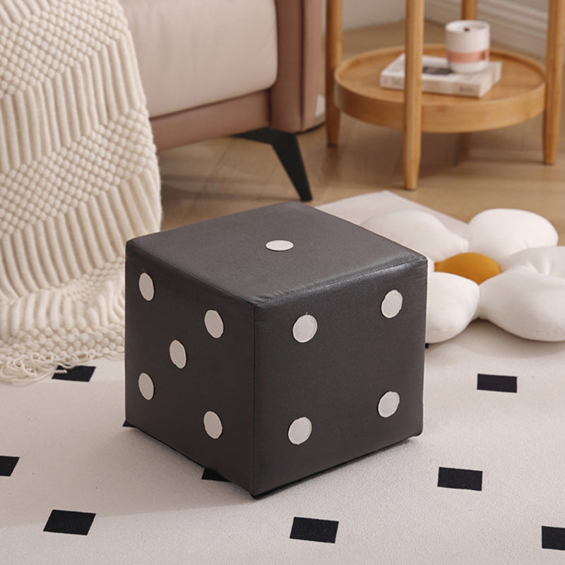 Contemporary Nordic Sherpa Fabric Cube Footstool – Stackable, Foam Cushioned, Wood Dice Design, Square Living Room Stool