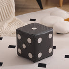 Puf cubo contemporáneo de tela sherpa nórdica – Apilable, con cojín de espuma, diseño de dados de madera, taburete cuadrado para sala de estar