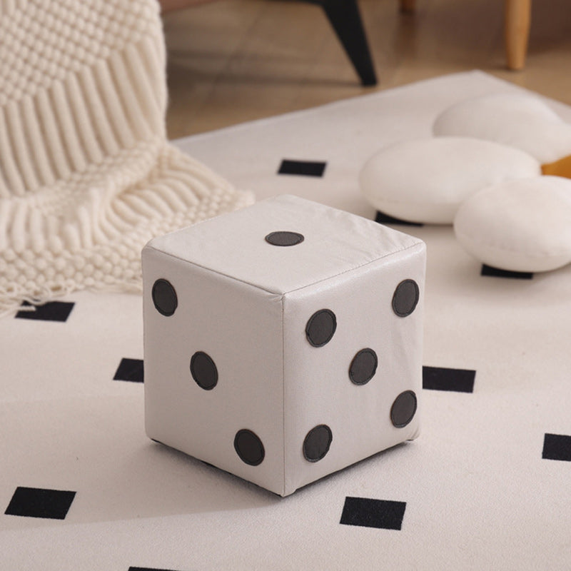 Contemporary Nordic Sherpa Fabric Cube Footstool – Stackable, Foam Cushioned, Wood Dice Design, Square Living Room Stool