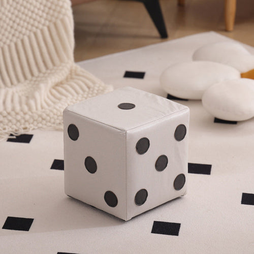 Contemporary Nordic Sherpa Fabric Cube Footstool – Stackable, Foam Cushioned, Wood Dice Design, Square Living Room Stool
