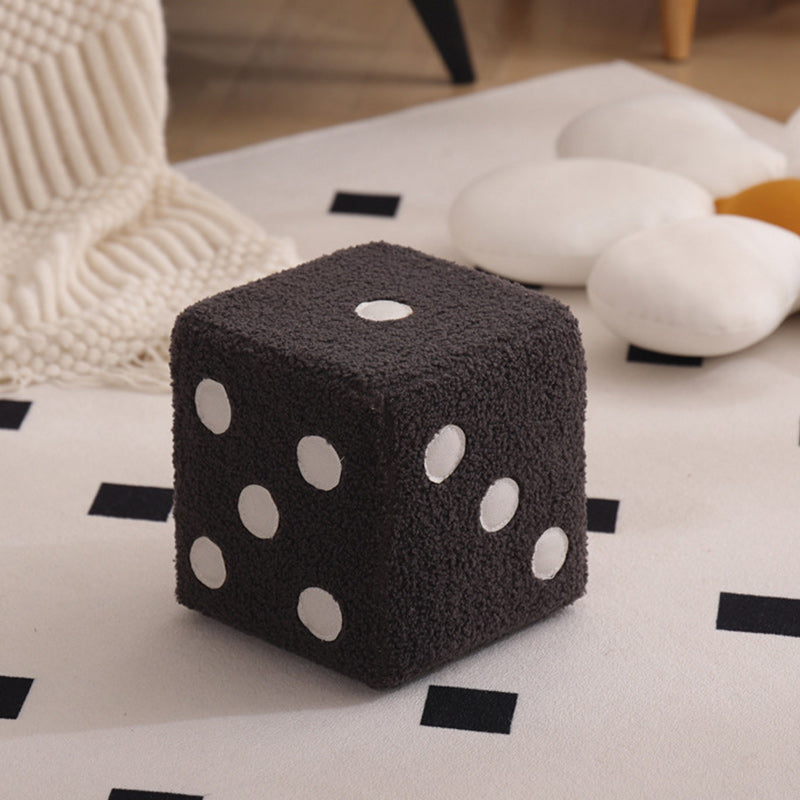 Contemporary Nordic Sherpa Fabric Cube Footstool – Stackable, Foam Cushioned, Wood Dice Design, Square Living Room Stool