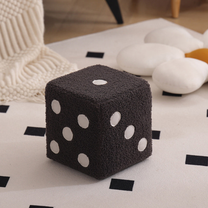Contemporary Nordic Sherpa Fabric Cube Footstool – Stackable, Foam Cushioned, Wood Dice Design, Square Living Room Stool