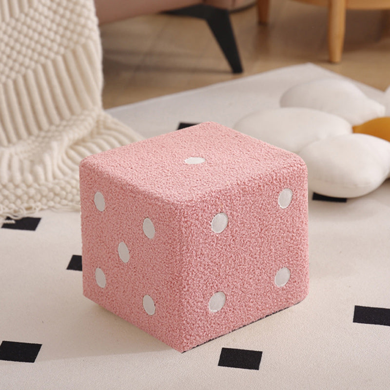 Contemporary Nordic Sherpa Fabric Cube Footstool – Stackable, Foam Cushioned, Wood Dice Design, Square Living Room Stool