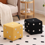 Puf cubo contemporáneo de tela sherpa nórdica – Apilable, con cojín de espuma, diseño de dados de madera, taburete cuadrado para sala de estar