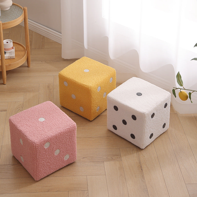 Puf cubo contemporáneo de tela sherpa nórdica – Apilable, con cojín de espuma, diseño de dados de madera, taburete cuadrado para sala de estar