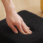 Puf cubo contemporáneo de tela sherpa nórdica – Apilable, con cojín de espuma, diseño de dados de madera, taburete cuadrado para sala de estar