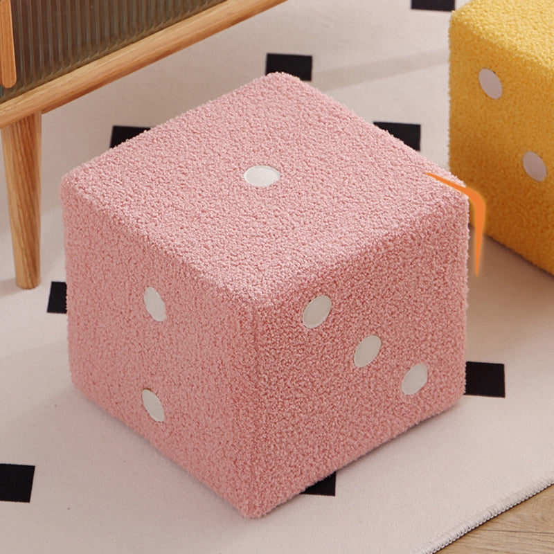 Puf cubo contemporáneo de tela sherpa nórdica – Apilable, con cojín de espuma, diseño de dados de madera, taburete cuadrado para sala de estar