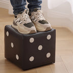 Puf cubo contemporáneo de tela sherpa nórdica – Apilable, con cojín de espuma, diseño de dados de madera, taburete cuadrado para sala de estar