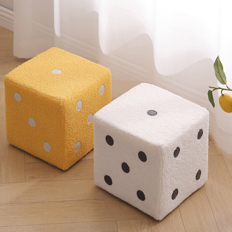 Puf cubo contemporáneo de tela sherpa nórdica – Apilable, con cojín de espuma, diseño de dados de madera, taburete cuadrado para sala de estar