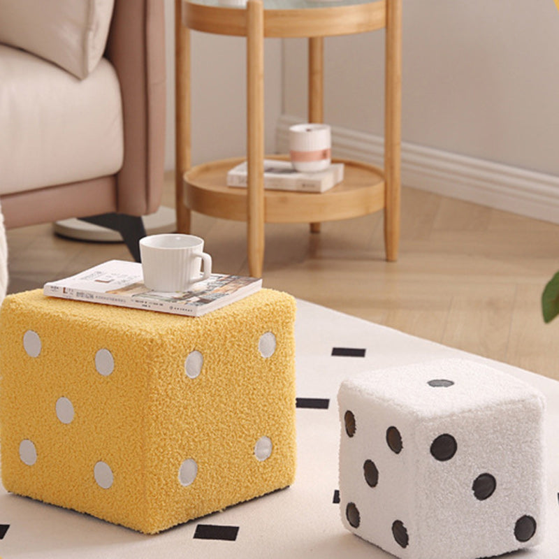 Puf cubo contemporáneo de tela sherpa nórdica – Apilable, con cojín de espuma, diseño de dados de madera, taburete cuadrado para sala de estar
