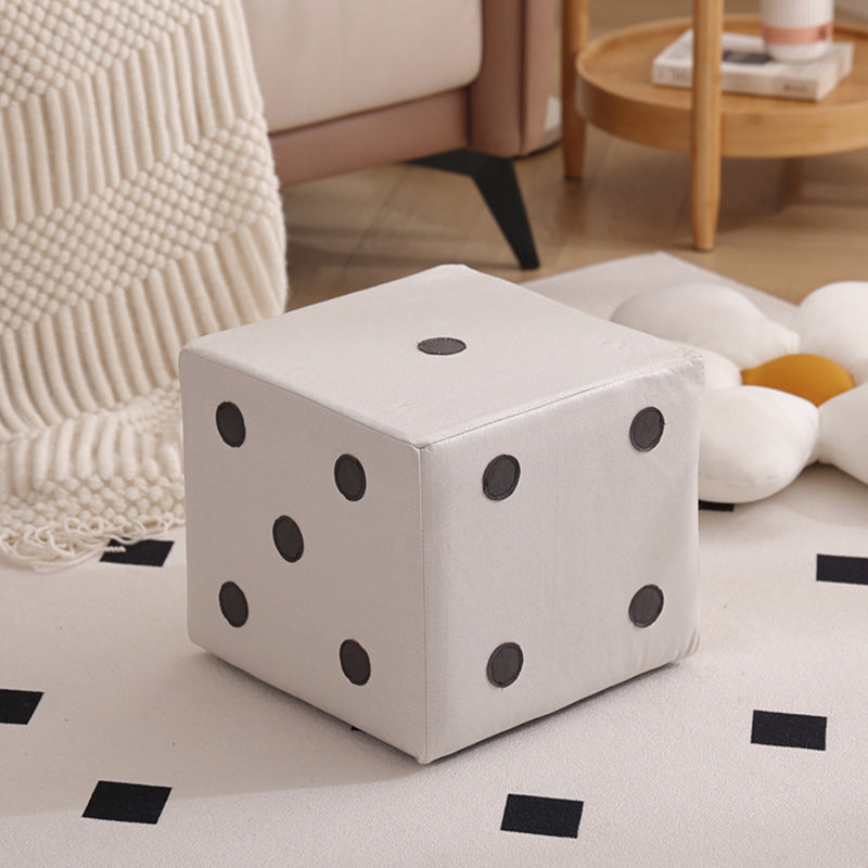 Puf cubo contemporáneo de tela sherpa nórdica – Apilable, con cojín de espuma, diseño de dados de madera, taburete cuadrado para sala de estar