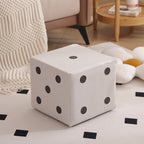 Puf cubo contemporáneo de tela sherpa nórdica – Apilable, con cojín de espuma, diseño de dados de madera, taburete cuadrado para sala de estar