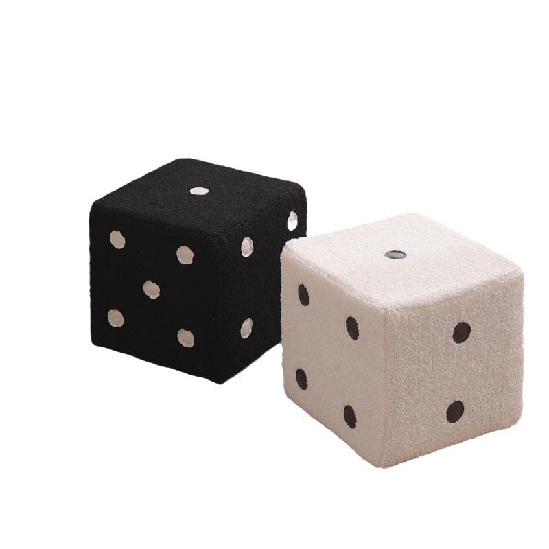 Puf cubo contemporáneo de tela sherpa nórdica – Apilable, con cojín de espuma, diseño de dados de madera, taburete cuadrado para sala de estar