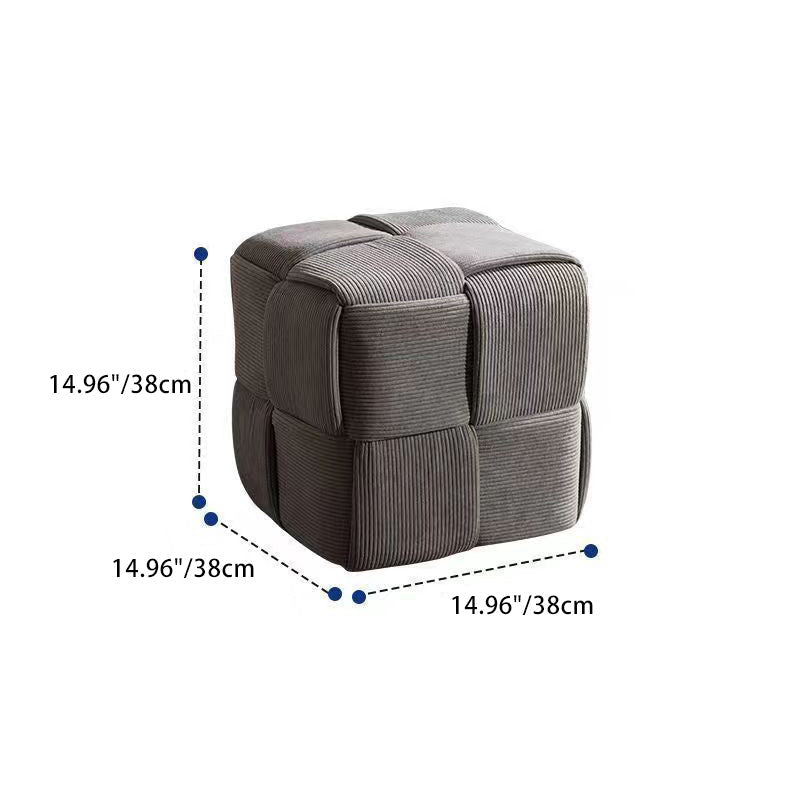Contemporary Scandinavian Corduroy Wood Sponge Cube – Low Rectangular Stool for Living Room