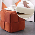 Contemporary Scandinavian Corduroy Wood Sponge Cube – Low Rectangular Stool for Living Room